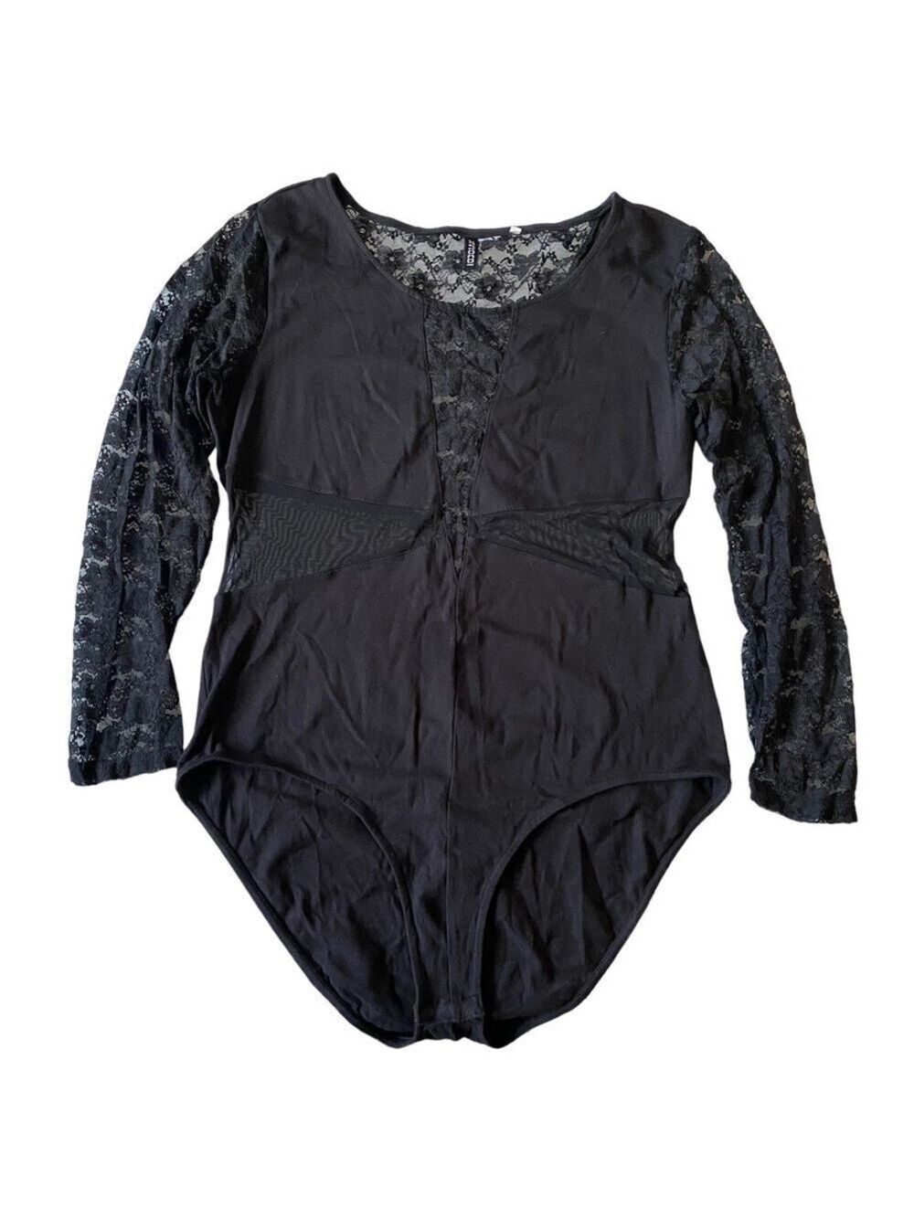 H&m Divided Lace & Sheer Long-Sleeve Bodysuit